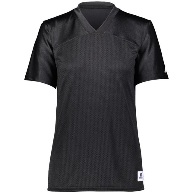 Ladies Solid Flag Football Jersey, Black - Small