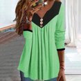 thumbnail image 2 of FAIWAD Womens Tunic Tops Long Sleeve Color Block V Neck Button Down Pleated Flowy Pullover Tops, 2 of 6