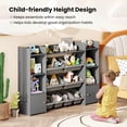 thumbnail image 4 of Costway 4-Tier Large Storage Cabinet with 6 Cubbies & 8 Removable Bins Bookshelf Gray, 4 of 10