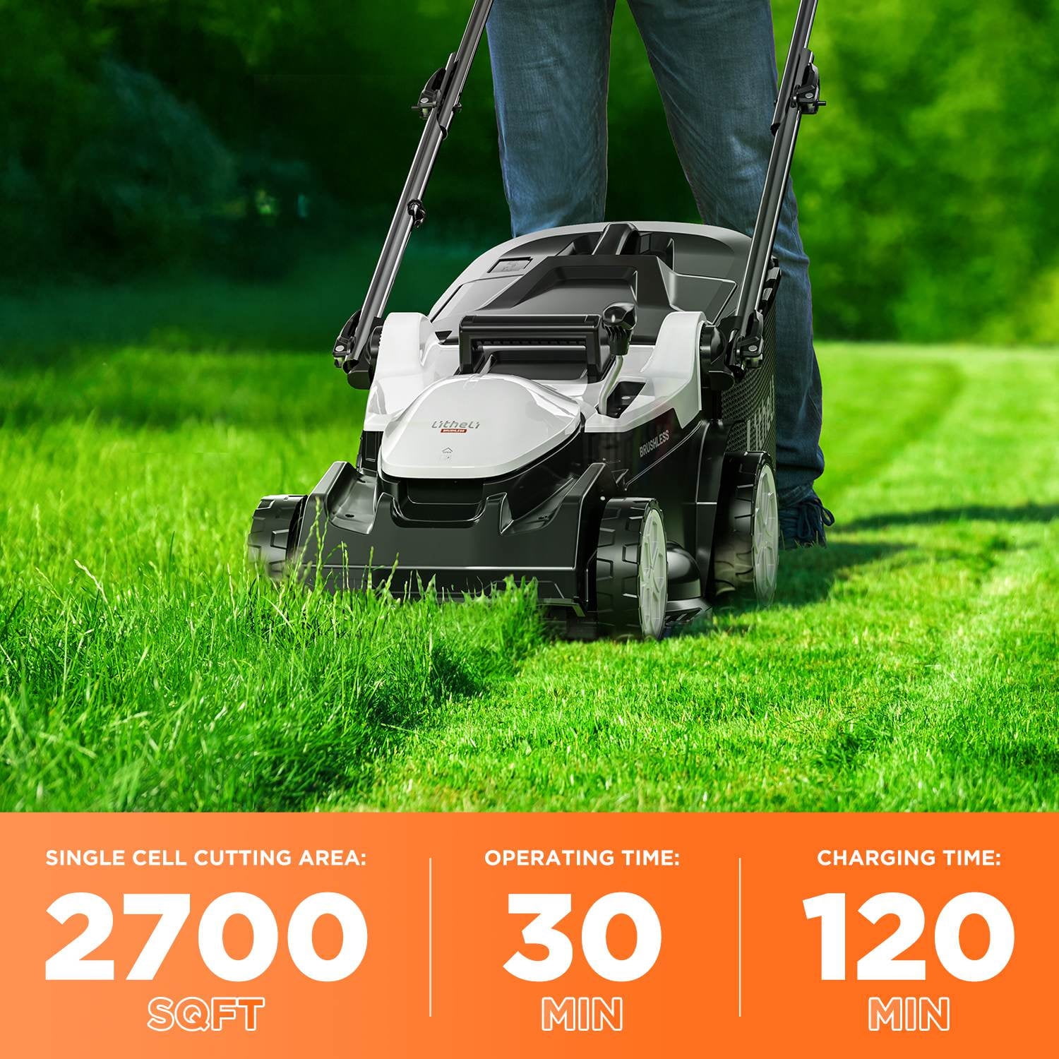 Refurbished LiTHELi U20LM03-0A220-CA Cordless Lawn Mower with 16-Inch Cutting Deck, 2x20V 4.0Ah Batteries