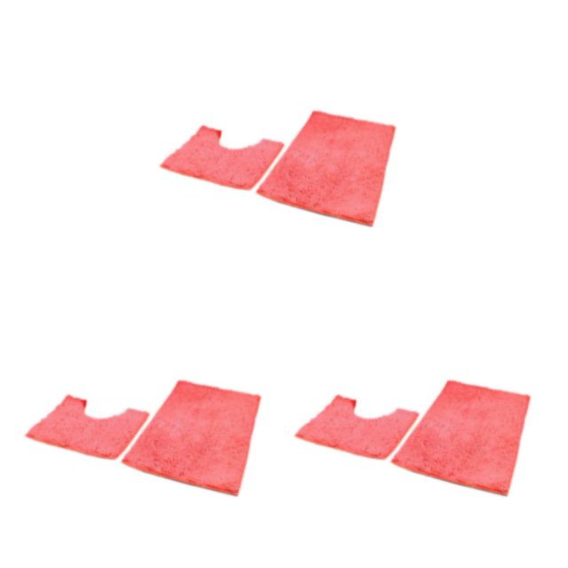 kurtrusly 1/2/3 Polyester Chenille Rug Carpet With Soft Texture Good Stepping Feeling And Strong Grip Prompt Pink Orange 50*80+50*50 3PCS