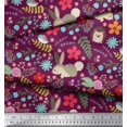 thumbnail image 3 of Soimoi Cotton Duck Fabric Floral,Rabbit & Porcupine Cartoon Print Fabric by The Yard 56 Inch Wide, 3 of 3