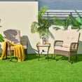 thumbnail image 4 of Wicker Patio Rocking Chair Set with Cushions & Pillows – All-Weather High Back Outdoor Rockers –– Ideal for Garden, Balcony, Porch, Poolside – Dark Gray, 4 of 8