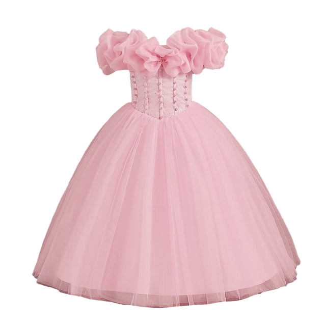 Robe Formelle pour Tout-Petit, Robe de Bal à Épaules Dénudées, Robes pour Filles, Robe en Tulle, Robe pour Tout-Petit Fille 9-10 Ans
