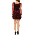 thumbnail image 3 of INSPIRE CHIC Robe en Velours pour Femme Col Carré Manches Bouffantes en Maille Étoile Robe de Soirée Bal S Rouge, 3 of 6