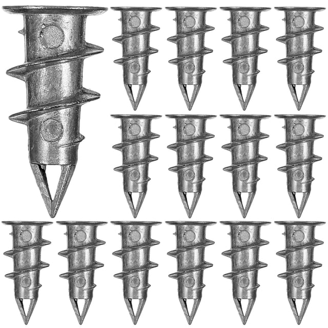 100 Pcs Ancres Murales Fixations Murales Ancres Auto-Percées pour Cloisons Sèches pour Suspendre des Arts (Vis Non Incluse). un Ensemble d'Ancres pour Cloisons Sèches en Alliage de zinc Argenté avec une Conception Auto-Percée, Comprenant un Filetage en Spirale pour une installation Sécurisée. Ces Ancres Mesurent 2,80x1,40x1,40 cm (1,10x0,55x0,55 Po) et Conviennent pour Accrocher des Cadres Photo, des Étagères et des Oeuvres