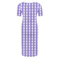 thumbnail image 4 of Ovzne Robes Grande Taille pour Femmes aux Formes Robe Femme à la Mode Imprimée Plissée Jupe de Maternité à Manches Courtes Col Rond Robe Mi-Mollet Robe de Printemps à Manches Courtes Imprimée Liquidation, 4 of 7