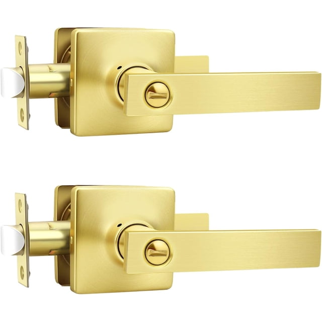 Levier de Porte de Passage en Laiton Doré Brossé Poignées de Porte Intérieures (Ensemble de Levier Antidérapant) pour Portes de Couloir Ou Garde-Robes Réversible pour Portes de Garde-Robe Côté Droit et Gauche Leviers de Porte d'Intérieur à Main