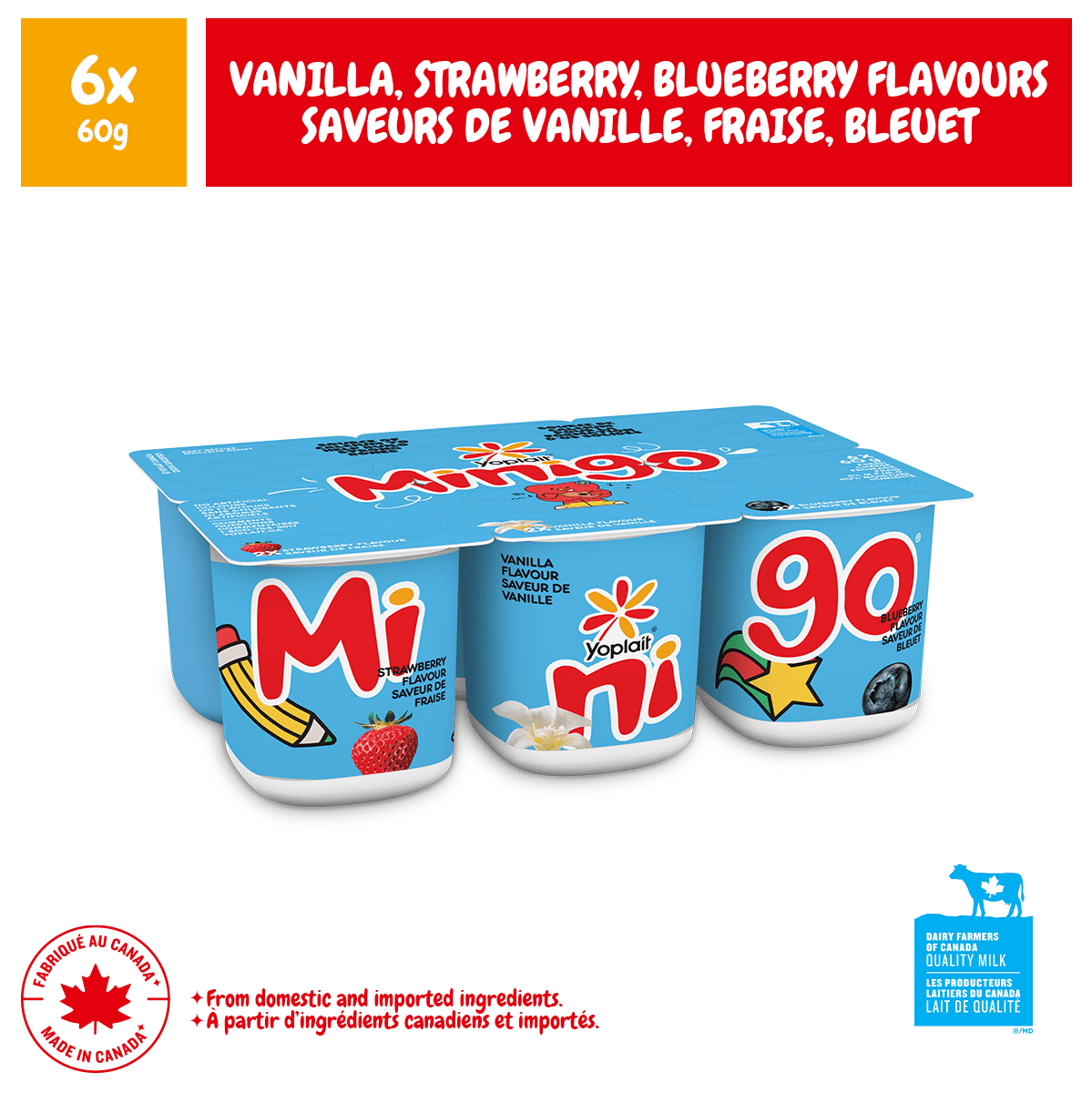 Yoplait 2 % Minigo Duo, Variété, Collation pour Enfants, 6x60g