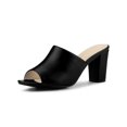 thumbnail image 1 of BLISSFUL STEP Sandales Mules à Talon Bloc à Enfiler pour Femmes Noir 8, 1 of 8