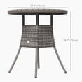 thumbnail image 3 of Outsunny 27.5" Outdoor Wicker Dining Table, PE Rattan Patio Furniture Grey, 3 of 10