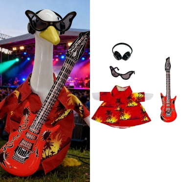 EGNMCR Home Decor, Room Decor, Wall Decor 23 Inch Porch Ducks Costumes Statue Accessory With Guitar Rocks Party Decoration Garden Decoration Porch Goose Costume decorations