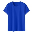 thumbnail image 4 of WTXUE T-Shirts à Manches Courtes, Chandails à Col Rond pour Femmes Chemises en Coton Chemises Amples T-Shirts Hauts Amples Unis / Décontractés pour Femmes Bleu 3TG, 4 of 8