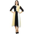 thumbnail image 2 of Bimba Femmes Classique Mandarine Col Shift Tricolore Midi Été Chic Robes, 2 of 9