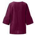 thumbnail image 3 of Hauts d'Été pour Femmes 2023 Femmes Été Aguichant Imprimé Régulier à Boutons Manches Trois Quarts Col Rond Bohémien T-Shirt Grande Taille pour Femmes, 3 of 4