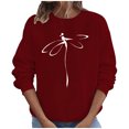 thumbnail image 1 of Penkiiy Blouses pour Femmes Hauts pour Femmes Automne Manches Longues Chandail Ample à Enfiler Chemise Décontractée Dames Imprimé Poitrine Col Rond Chandails Vin Vêtements Y2K, 1 of 8