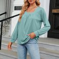 thumbnail image 2 of AherBiu Womens Tops Casual Long Sleeve Square Neck Fall Blouses Loose Comfy Solid Color Shirts, 2 of 4