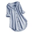 thumbnail image 1 of Timegard Womens Shirts Striped Long Sleeve Lapel v Neck Button up Tops Fall Casual Work Loose Blouse, 1 of 6
