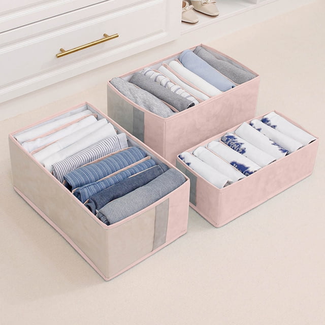 Multifunctional Wardrobe Organizer Visible Space-saving Multiple Compartments Storage 3PCS 7/7/9 Grids Washable Wardrobe Clothes Organizer Features: