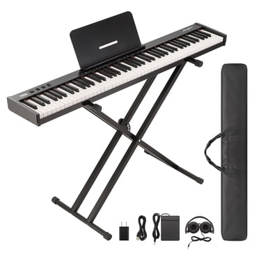 Keyboard Piano – 88 Key Semi-Weighted Full Size Digital – Set with Stand, Pedal, Power Adapter & Carry Bag – Portable Electronic – Beginners & Adults