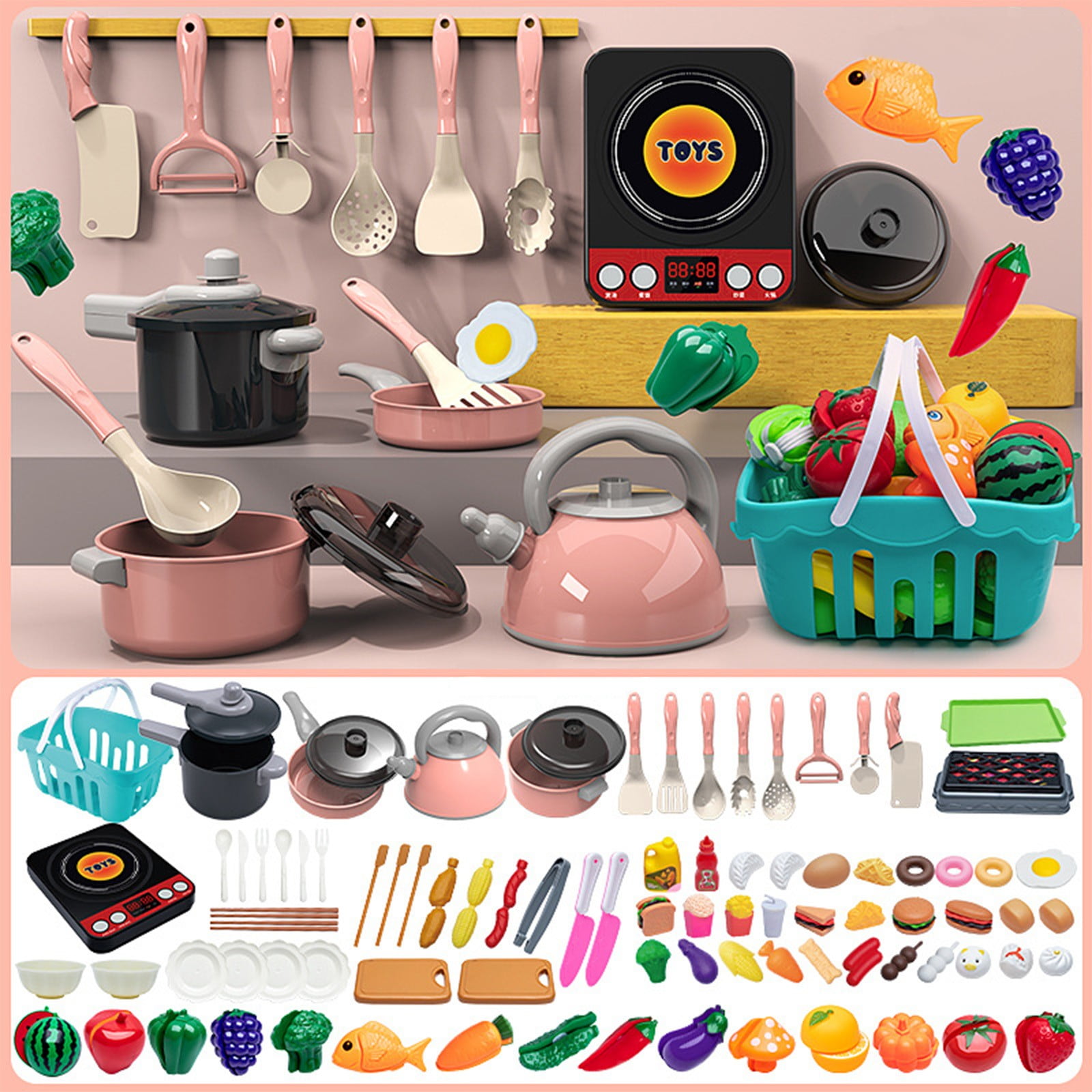 Kyusrd Articles d'Économies Jouets pour Enfants! Maison de Jeu pour Enfants Cuisine Petit Ensemble de Jouets de Coupe Légumes Cuisine Cuisine Bébé Coupe Fruits Garçons et Ustensiles de Cuisine Simulés