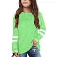 thumbnail image 1 of T-Shirts pour Enfants pour Enfants Vert Pâle Chandail à Manches Longues T-Shirts à Col Rond pour Filles Hauts d'Automne T-Shirts Coton Chandail pour Fille Mode Filles 5-6 Ans, 1 of 4
