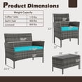 thumbnail image 3 of Gymax Set Of 4 Patio Furniture Set w/Washable Cushions & Tempered Glass Coffee Table Turquoise, 3 of 7