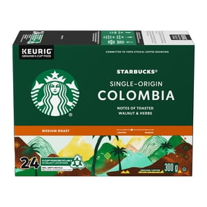 STARBUCKS Single-Origin Colombia Café, Poêles de café Keurig, Rôti moyen équilibré avec des notes de noix et d'herbes, 100% Arabica Café de haricots latino-américains, K-Cups
