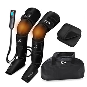 EZ-X Prime Air Massager de jambe de compression avec la chaleur du genou pour la circulation, la détente, la récupération & Soulagement de la douleur- Calf, cuisse & Massage du pied- Taille réglable [avec étui]