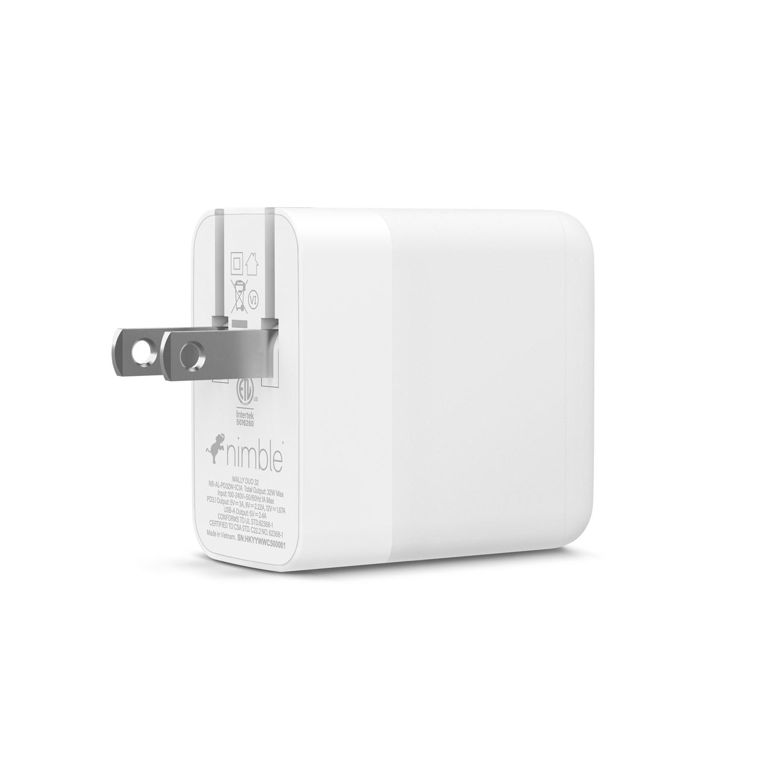 Nimble Adaptateur Électrique Power Delivery 32W US Plug Blanc