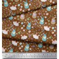 thumbnail image 3 of Soimoi Polyester Crepe Fabric Floral & Rabbit Kids Print Fabric by Yard 52 Inch Wide, 3 of 3