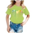 thumbnail image 1 of LUOGENLI T-Shirt pour Filles Enfant Filles Mignon Mode Imprimé Col Rond Manches Courtes Tee Été Décontracté Doux Ample T-Shirt Hauts Maxi Hauts Ensembles Filles Tenue 2 Pcs Plage Vert Clair 6-8 Ans, 1 of 5