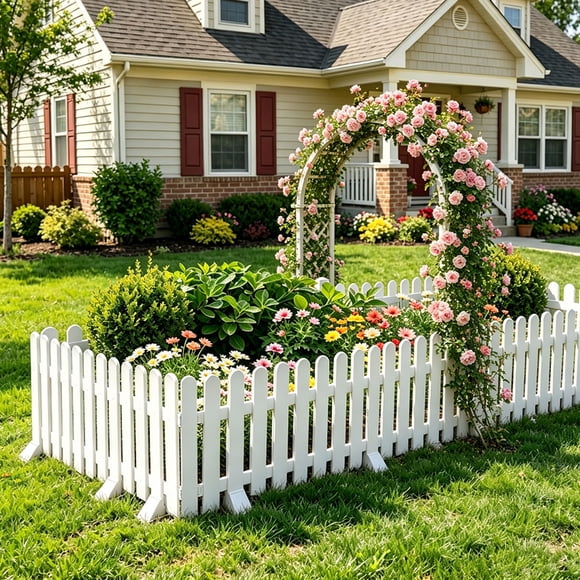 2 Pc Plastic Garden Fence Mini Border Edging Flower Bed Yard Lawn Decorative Barrier