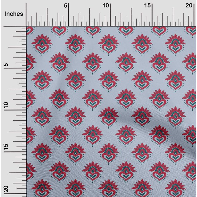oneOone Cotton Flex Fabric Floral Block Print Fabric BTY 40 Inch Wide