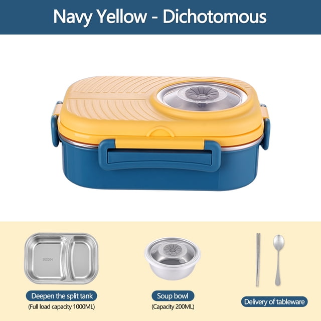EQWLJWE Boîte à Lunch Bento, Contenants de Boîte à Lunch pour Enfants avec Compartiments, Boîte à Lunch en Acier Inoxydable, Boîte à Lunch Scellée avec Bol à Soupe Vaisselle pour Étudiants Compartiment Boîte à Lunch Isolée