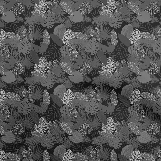 oneOone Tissu Polyester Spandex Gris Motif Feuille Tropicale Tissu au Mètre 56 Pouces de Large