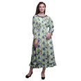 thumbnail image 1 of Bimba Tie-Dye Ladies Bishop Sleeve Round Neck Ruffle Maxi Smocked WaistDress-X-Small, 1 of 5