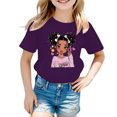thumbnail image 1 of PMVFHDE T-Shirts pour Fille Jolis Hauts d'Été pour Fille Jolis T-Shirts pour Fille Hauts Filles T-Shirts Graphiques Enfant Filles Joli Graphique Col Rond Manche Courte Tee T-Shirt d'Été Violet,9-10 Ans, 1 of 5