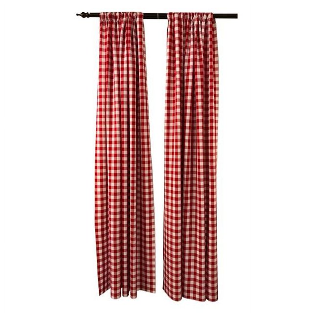 LA Linen BDcheck58x96-2Pk-RedK98 Fond à Carreaux en Polyester, Blanc & Rouge - 58 x 96 Po. - Lot de 2