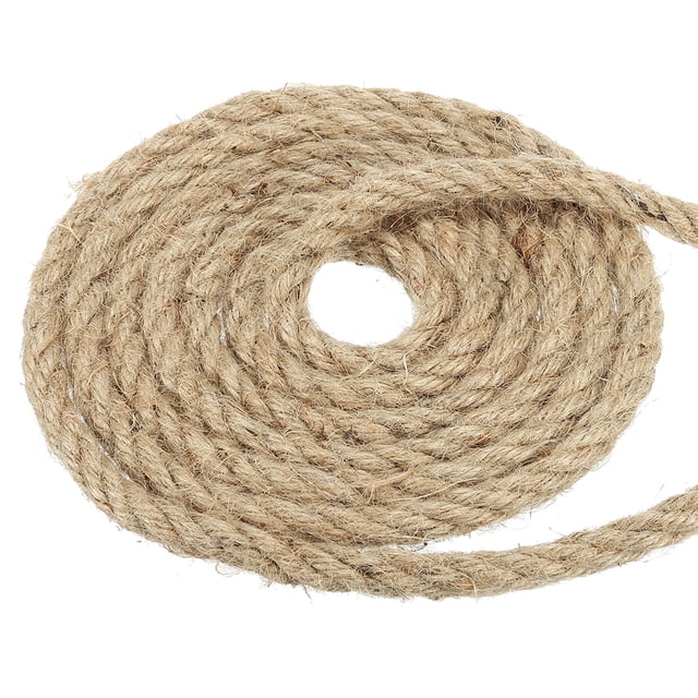 Unique Bargains 3/8 Inch 65.6 Feet Jute Rope Natural Manila Rope 4 Strand Twisted Thick Heavy Twine Rope