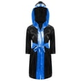 thumbnail image 1 of Alvivi Enfants Garçons Robe de Boxe Art Martial Muay Thaï Uniforme Manches Longues Kick Boxe Robe à Capuche Ensembles Noir&Bleu D 12, 1 of 5