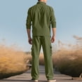 thumbnail image 3 of Erwazi Men's Corduroy Cargo Shacket Tracksuit Set 2 Pieces Lapel Long Sleeve Button Down Jacket and Cargo Pants Set, 3 of 4
