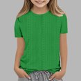 thumbnail image 3 of Bwiyojiz Tailles Mode 110-160 T-Shirts/chemises pour Enfants à Couleur Unie à Manches 3/4 à Col Rond, Vert, 3 of 4