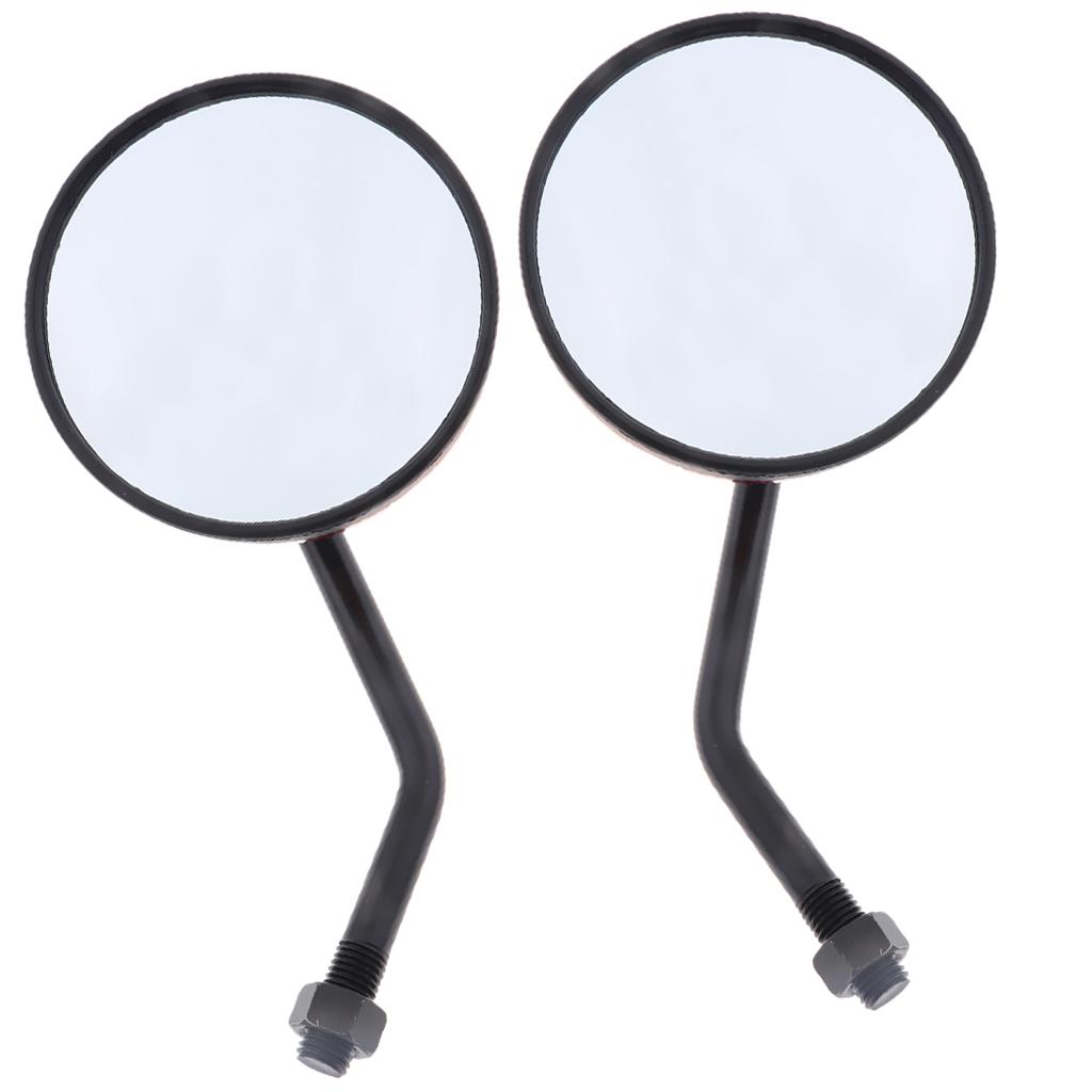 Miulika 2pcs Universal Motorbike Moped Scooter Round Mirror 10mm Rearview Black ATV