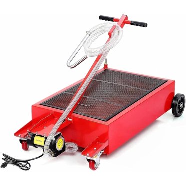 OUYAWEI 20 Gallon Low Profile Electric Oil Drain Pan,Oil Drain Pan with 110v Pump,Oil Change Pan with 8 Ft Hose & Folding Handle for Trucks,Buses,Steel storage