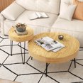 thumbnail image 4 of Costway Farmhouse Round CoffeeTable Set of 2 End Table Natural Finish for Living Room, 4 of 10