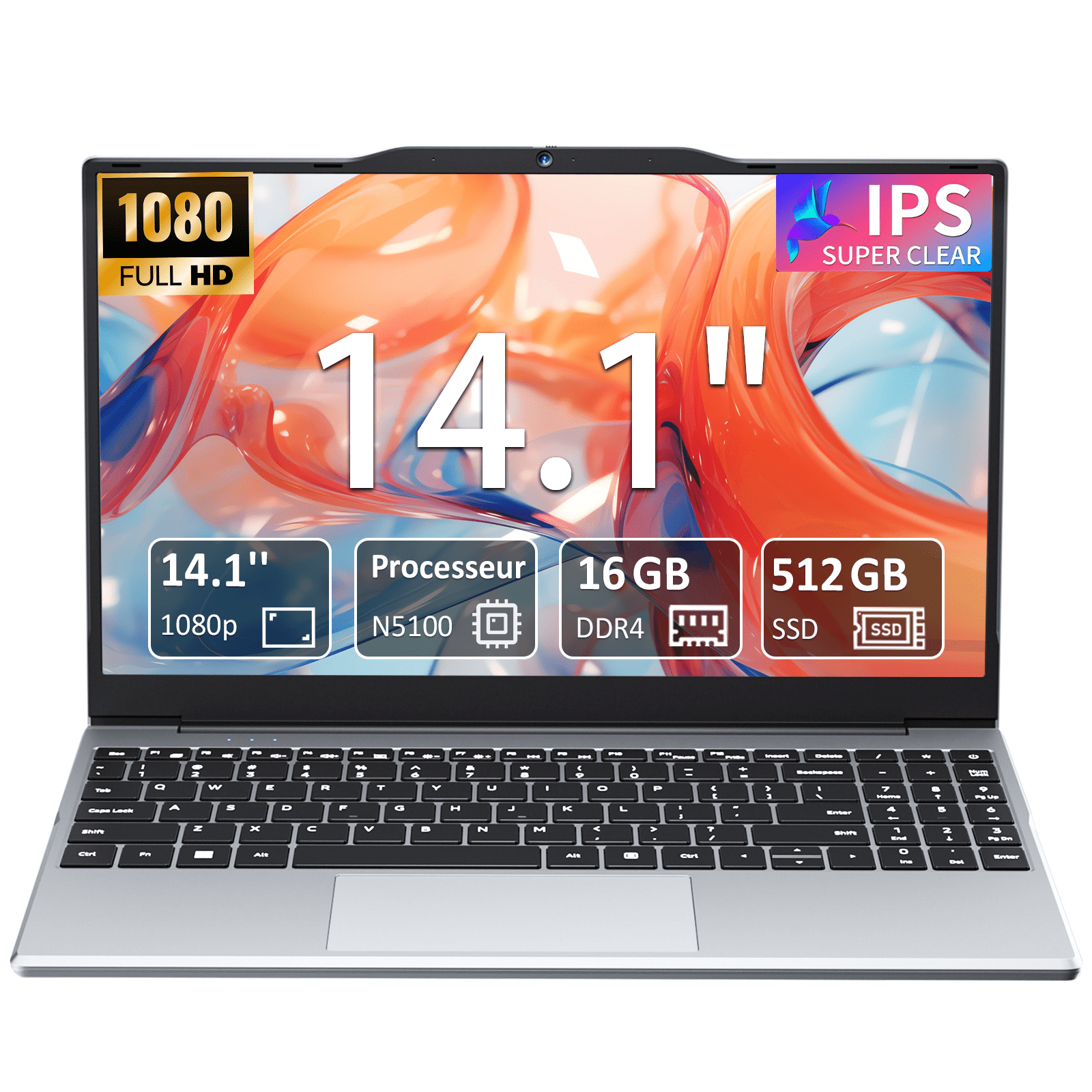 Exsurf 14.1" Windows 11 Pro Home Laptop, 16GB RAM 512GB SSD, Intel Celeron N5100 Computer, 1080p Screen