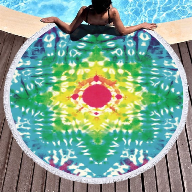 Xihbxyly Couverture de Plage Été Nouveautés Serviette de Plage Ronde Imprimée Châle en Microfibre Serviette de Plage Tapis de Plage Serviette de Plage