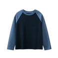 thumbnail image 1 of Floleo T-Shirts à Manches Longues Raglan Unisexes pour Enfants Printemps Automne Hiver T-Shirts à Blocs de Couleur Col Rond Décontractés Vêtements de Sport pour Enfants 1-15 Ans (Marine#1,5 Ans), 1 of 6