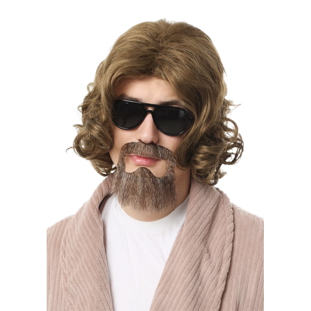 Big Lebowski Perruque et Kit de Barbe pour Adulte The Dude Comprenant une Perruque Synthétique Bouclée Brun Pâle avec Capuchon en Maille Élastique et une Barbiche Auto-Adhésive. Accessoire de costume d'Halloween sous Licence Officielle Conçu pour Répliquer le Style Emblématique de The Dude du Film.